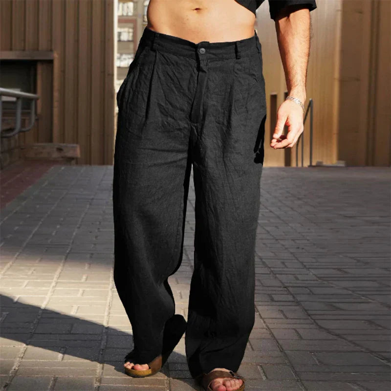 MARCO | PANTALONES DE LINO DE CORTE ANCHO
