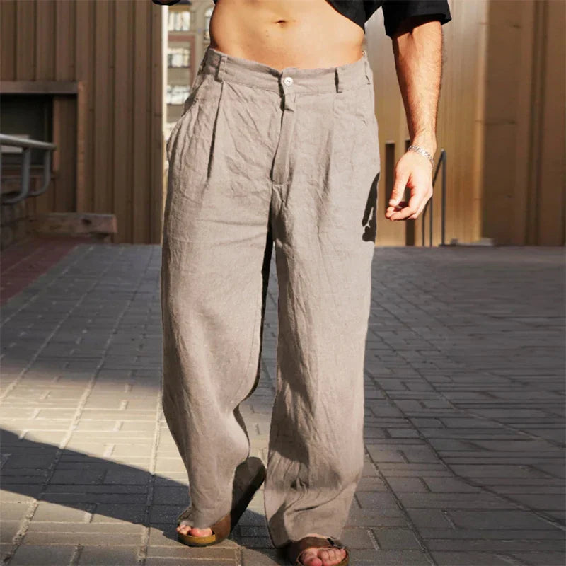 MARCO | PANTALONES DE LINO DE CORTE ANCHO