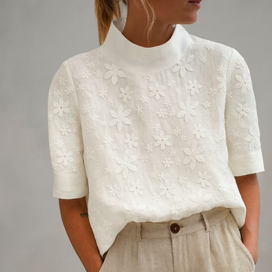 MARTA │ BLUSA BORDADA CON CUELLO SENCILLO